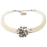 Alpenflüstern Trachten-Perlen-Kropfkette Theresa - nostalgische Trachtenkette, eleganter Damen-Trachtenschmuck, Dirndlkette Creme-weiß DHK229