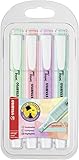 Textmarker - STABILO swing cool Pastel - 4er Pack - Hauch von Minzgrün, rosiges Rouge, Schimmer von Lila, zartes Türk