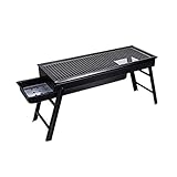 YI0877CHANG Standgrilll 23.6'x7.9 x12.9 Gefaltete Holzkohle BBQ Grill Set Gusseisen Tragbare Klappkohle Grill Grill □ für Picknick-Patio-Garten-Camping im Freien, Schwarz Holzkohleg