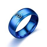 LTHTX 4 Farben Anime Konoha Uzumaki Symbal Logo Ring Cosplay Party Titan Stahl Ring für Erwachsene Kinder (blau, 10)