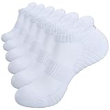 TANSTC Sneaker Socken Herren Damen Gepolsterte Socken Herren 43-46 39-42 35-38 47-50 Atmungsaktiv Laufsocken Baumwolle Sportsocken 6 Paar,Farbe Weiß, Größe S