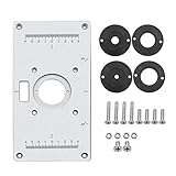 iMeshbean Router Platte Aluminium Router Tabelle Insert Plate DIY Router Tischeinsatzplatte Fräsertischplatte Für Die Holzbearbeitung Bänke mit 4 Ringen und Schrauben, 235 x 120 x 8