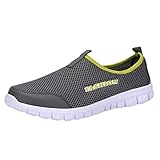 Zarupeng Herren Licht Turnschuhe Atmungsaktive Mesh Freizeitschuhe Walking Outdoor Sportschuhe Flachen Rutschfest Sneaker Low-Cut (42 EU, Dunkelgrau)