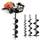 Fuxtec Benzin Erdbohrer FX-EB162 mit 3,5 PS, inkl. 3 Bohraufsätzen 100/150 / 200 mm und einzigartigem Ölkontrollfenster Erdlochbohrer Pfahlb