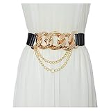 Damen Taillengürtel Personalisierte Kettenschnalle Neue Damen All Match Kleidung Zubehör Mode Dekoration Elastische Gürtel Kleid Gürtel Temperamentgürtel ( Belt Length : 75cm 90cm , Color : Black )