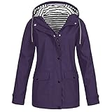 Wasserdichte Regenjacke für Damen, langärmelig, mit Reißverschluss, leicht, atmungsaktiv, Fleece-Regenmäntel, Outdoor-Aktiv-Windbreaker mit Kapuzenoberteilen, Purple05, 54