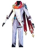 Genshin Impact Tartaglia Cosplay Kostüm Unisex Halloween Weihnachten Cosplay Outfit komplettes Set für Mädchen Jungen - Weiß _ XL