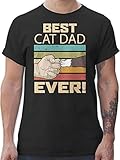 Katzenbesitzer Geschenk Katze - Best Cat Dad Ever - Vintage beige - L - Schwarz - t Shirts männer sprüche cat - L190 - Tshirt Herren und Männer T-S