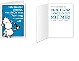 Sheepworld - Mini-Klappkarte, Geburtstagskarte Nr. 17 'Habe laaange überlegt, was ich Dir zum Geburtstag schenken soll ... Nun weiß ich es: Eine ganz lange Nacht mit mir!' (80517)
