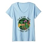 Damen Ich kam Sah und Säte Blumen Hobbygärtner Garten Rentner T-Shirt mit V