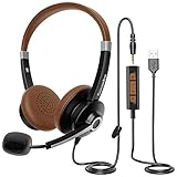 USB Headset mit Mikrofon & Lautstärkeregler, Conambo USB/3.5mm PC Kopfhörer für Call Center Office Telefonkonferenzen Skype SoftPhone Online-Kurse und Musik