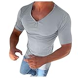 Eaylis Männliche Feste V-Ausschnitt-Kurzarm-Bluse übersteigt T-Shirt Tops Herren Sommer Mit Sp