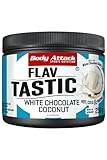 Body Attack FlavTASTIC®, White Choc. Coconut, 250g / 83 Portionen-intensives Geschmackspulver für Hot & Cold und zum Backen, mit echten Chocolate-Chips, palmöl- & aspartamfrei, Made in Germany
