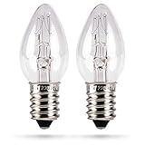 HEITECH Ersatzlampe 2er Pack 7W E14 - Ersatzbirne für Orientierungslicht, Salzkristalllampe, Salzsteinlampe, Salzlampe, Nähmaschine, Vitrine - Leuchtmittel mit 40 Lumen - Glühbirne Glühlampe Lamp