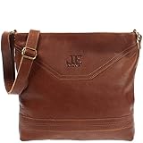 LECONI Schultertasche Damentasche Umhängetasche natur weiche Ledertasche Handtasche Damen Leder 32x28x5cm braun LE0066-b