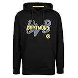 Borussia Dortmund Herren Hoodie BVB-Kollektion Kapuzensweatshirt, Schwarz, S