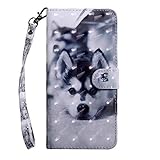 vingarshern Hülle für Elephone P8000 Schutzhülle Tasche Etui Klappbares Magnetverschluss Flip Case Lederhülle Handytasche Elephone P8000 Hülle Leder Brieftasche(Husky) MEHRWEG