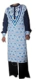 Lakkar Haveli Indische Damen Blau Mandala Print Lange Kurtis Baumwolle Stoff Top Tunika Böhmisch Lange Kleid Ethnisch Frock Anzug Maxi Kleid Plus Size, blau, 38