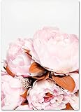 Leinwandbilder 3 Stück 40x60 cm rahmenlos Nordic rosa Pfingstrose Lilienblüten Bild Wandmalerei Poster und Drucke für Wohnzimmer Dek