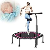 HT&PJ Trampolin Indoor 50 Zoll, Jumping Fitness Trampolin Ø127cm, Trampolin Kinder mit Haltegriff, Ruhiges Trampolin，Fitnessgeräte für zuhause, Max.150kg