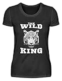 Tiger Wildlife Motiv - Natur Tigerkopf Raubkatze Dschungel Tier Geburtstag - Damenshirt -S-Schw