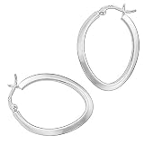 Vinani Klapp-Creolen klein oval kantig glänzend Sterling Silber 925 Ohrringe mit Bügel Schranken Verschluss 2COG