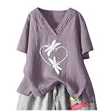 Bluse Print V-Neck Pullover Top lose lässig Women 's T-Shirt Women' s Bluse S