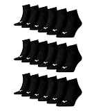 PUMA unisex Quarter Sportsocken Kurzsocken Socken 271080001 18 Paar, Farbe:Schwarz, Menge:18 Paar (6x 3er Pack), Größe:43-46, Artikel:-200 black