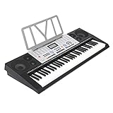 JHYS Musikinstrument, Elektrische Klaviertastatur Digitalpiano 61 Tasten Full-Size-Tastatur für Anfänger mit LED-Bildschirm Notenständer (Schwarz, 95X37x11cm)