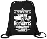 ShirtStreet Fanartikel Fan Kult Film Premium Bio Baumwoll Turnbeutel Rucksack Stanley Stella Außerhalb von Hogwarts, Größe: onesize,Black