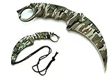 19cm Camouflage Militärmesser BW Honshu Karambit - Tiger-Tooth - Real Fighter - Full-Tang Freehand Messer - Jagd - Survival - Outdoor - Kampfmesser Messer C