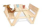 Pinolino Kindersitzgarnitur Nicki für 4 mit Lehne, aus massivem Holz, 2 Bänke mit Rückenlehne, 1 Tisch, empfohlen ab 2 Jahren, N