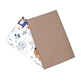 Baumwollstoff Meterware Stoff aus Baumwolle Set 2 x 100x160 cm - Stoffe zum Nähen Nähstoffe (Baumwolle: Tiermotiv und Waffelpique Toffee)