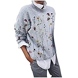 GFGHH Damen Oversize Oberteile Vintage Drucken Longshirt Mode Lose Rundhals T-Shirt Frauen Teenager Mädchen Bluse Tops Streetwear Sport Sweatshirt Pullover Langarmshirt T-Shirt Langarm Tunik