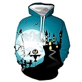 Halloween Gruselschloss Hoodie Kapuzenpullover Langarm 3D Hoodie Realistisc Langarm Pullover Mit T