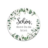 50 Sticker Hochzeit Schön, DASS du da bist!, Aufkleber Hochzeit Gastgeschenk (Eucalyptus)