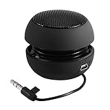 Mini-Lautsprecher, tragbar, Teleskop-Design, für Computer Smartphone MP3 Tablet, leicht, leicht zu transportieren, Stromversorgung über USB, Sound mit hoher Verständlichkeit, 2 Farben(Schwarz)