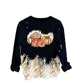 Kobay Women's Langarm Herbst Winter Casual Mantel Oberteile Elegant Langarmshirt Frauen Druck Rundhals Langarm Pullover(Dunkelblau, S) 179