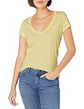 True Religion Damen Logo Puff Short Sleeve Rounded V Neck Tee T-Shirt, Lt. Gelb, X