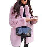 WHZXYDN Temperament Pendler Langarm Reverskragen Kunstpelzjacke Einfarbig Warmer DüNner Mantel F