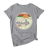 Zshosam T-Shirt Damen Sommer Oberteile I Hate People Kostenlos Berg Zelt Drucken Kurzarm Tee Tops Casual Rundhals Shirt Hemd Bluse Teenager M