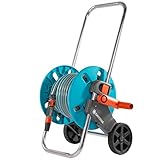 Gardena Hose Trolley AquaRoll Schlauchwagen S Set, komplett mit 20 m Schlauch, Systemteilen und Spritzdüse, Grau, Türkis, Schwarz, Silber, Orange, S