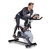 Sportstech Profi Indoor Cycle SX400 | Deutsches Qualitätsunternehmen | mit Video Events & Multiplayer App | 22KG Schwungrad | Pulsgurt kompatibel | Speedbike Ergometer mit leisem Riemenantrieb