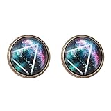 Hirolan Damen Blaue Opal Ohrstecker Edelstahl Sterne Pentagramme GestüT Stecker Ohrstecker Piercing Ohrringe Ohrschmuck FüR Damen Herren Kinder Kosmische Fantasie Sternenhimmel Leuchtende Ohrring