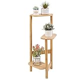 medla Blumentreppe 3 Ebenen, Pflanzentreppe Bambus, Pflanzenregal Gartenregal Modern Aussehen für Balkon Garten, 32×75