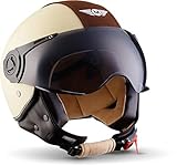 MOTO Helmets® H44 „Vintage Creme“ · Jet-Helm · Motorrad-Helm Roller-Helm Scooter-Helm Bobber Mofa-Helm Chopper Retro Cruiser Vintage Pilot Biker · ECE Visier Schnellverschluss Tasche XS (53-54cm)