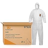 KleenGuard A40 Schutzanzug mit Kapuze zum Schutz gegen Flüssigkeiten und Partikel, Schützende und reißfeste PSA, SFL-Material, 25er-Pack, Größe: L, Farbe: Weiß, Artikel Nr. 09792007