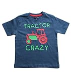Traktor 'Crazy Jungen Washed Navy T-Shirt mit Grün und Rot Print Gr. 3-4 Jahre , navy