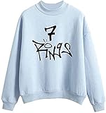 ShangSRS Damen Mode Ariana Grande 7 Rings Sweatshirt Music Fans Pullover Sweater mit Rundhalskragen Lange Ärmel Tops (Blau, 2XL)