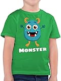 Partner-Look Familie Kind - Monster Partner-Look Kind - 128 (7/8 Jahre) - Grün - F130K - F130K - Kinder Tshirts und T-Shirt für Jung